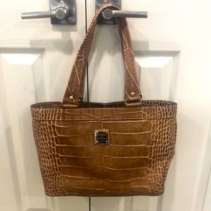 Dooney & Bourke Tan Crocodile Leather Tote with Gold Hardware. Nice Laptop Bag